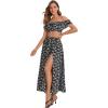 imageFloerns Womens Two Piece Outfit Floral Crop Top and Split Long Skirt SetBlack Floral