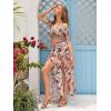 imageFloerns Womens Two Piece Outfit Floral Crop Top and Split Long Skirt SetDusty Pink