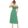imageFloerns Womens Two Piece Outfit Floral Crop Top and Split Long Skirt SetGreen