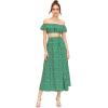 imageFloerns Womens Two Piece Outfit Floral Crop Top and Split Long Skirt SetGreen