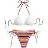imageFloerns Womens 2 Piece Color Block Sequin High Waisted Bikini SwimsuitWhite Multi
