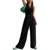 imageFloerns Womens 2 Piece Outfit Button Front Waistcoat with Wide Leg Pants SetBlack