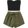 imageFloerns Womens 2 Piece Outfit Summer Plain Tube Crop Top with ShortsMulti B