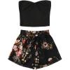 imageFloerns Womens 2 Piece Outfit Summer Plain Tube Crop Top with ShortsMulti Floral