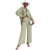 imageFloerns Womens 2 Piece Outfits Slit Hem Longline Blouse and Wide Leg Pants Set Green Argyle XL