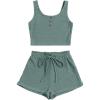imageFloerns Womens Knit 2 Piece Lounge Set Shorts and Crop Tank Top OutfitMint Green