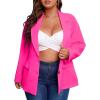 imageFloerns Womens Plus Size Long Sleeve Lapel Open Front Work Office Blazer JacketHot Pink
