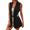 imageFloerns Womens Sleeveless Button Front Collar Neck Vest Blazer JacketBlack