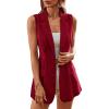 imageFloerns Womens Sleeveless Button Front Collar Neck Vest Blazer JacketBurgundy