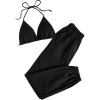 imageFloerns Womens Sweatsuits Bra and Sweatpants Set 2 Pieces Jogger TracksuitBlack