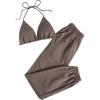 imageFloerns Womens Sweatsuits Bra and Sweatpants Set 2 Pieces Jogger TracksuitBrown