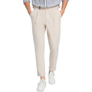 imageFloerns Mens Slant Pocket Fold Pleated Workout Pants Office Tailored PantsApricot