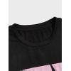 imageFloerns Mens 2 Piece Outfit Graphic Print Tee Shirt Drawstring Track Shorts Set Black Pink XL