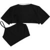 imageFloerns Womens 2 Piece Contrast Binding Super Crop Top and Skeleton Graphic Camisole SetMulticolor