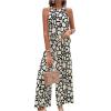 imageFloerns Womens 2 Piece Outfit Allover Print Sleeveless Halter Top Wide Leg Pants SetWhite