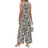 imageFloerns Womens 2 Piece Outfit Allover Print Sleeveless Halter Top Wide Leg Pants SetWhite