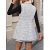 imageFloerns Womens 2 Piece Outfit Workwear Plaid Print Lapel Neck Vest Blazer and Skirt SetBlack and White