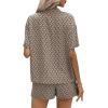 imageFloerns Womens 2 Piece Outfits Allover Print Drop Shoulder Shirt and Casual Shorts SetMocha Brown