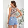 imageFloerns Womens Casual Sleeveless Camisole Scoop Neck Slim Fit Crop Tank TopBrown and White