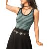 imageFloerns Womens Casual Sleeveless Camisole Scoop Neck Slim Fit Crop Tank TopGreen Striped