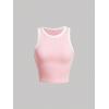 imageFloerns Womens Casual Sleeveless Camisole Scoop Neck Slim Fit Crop Tank TopPink and White