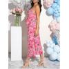 imageFloerns Womens Floral Print Sleeveless Backless Ruched Maternity Maxi Cami DressesPink Multi