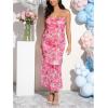 imageFloerns Womens Floral Print Sleeveless Backless Ruched Maternity Maxi Cami DressesPink Multi