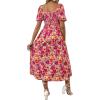 imageFloerns Womens Maternity Floral Print Dress Puff Sleeve Square Neck A Line DressPink