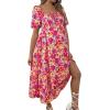 imageFloerns Womens Maternity Floral Print Dress Puff Sleeve Square Neck A Line DressPink