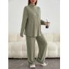 imageFloerns Womens Maternity Rib Knit Tee Adjustable Waist Pants Set 2 Piece OutfitMint Green