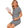imageFloerns Womens Maternity Short Sleeve Striped Bodycon TShirt DressBlack and White