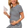 imageFloerns Womens Maternity Short Sleeve Striped Bodycon TShirt DressBlack and White