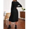 imageFloerns Womens Maternity Wrap V Neck Long Sleeve Rib Knit A Line Midi DressBlack