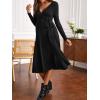 imageFloerns Womens Maternity Wrap V Neck Long Sleeve Rib Knit A Line Midi DressBlack