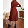 imageFloerns Womens Maternity Wrap V Neck Long Sleeve Rib Knit A Line Midi DressBurnt Orange