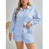 imageFloerns Womens Plus Size 2 Piece Outfit Striped Print Shirt Top and Shorts SetBlue and White