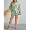 imageFloerns Womens Plus Size 2 Piece Outfit Striped Print Shirt Top and Shorts SetGreen