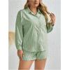 imageFloerns Womens Plus Size 2 Piece Outfit Striped Print Shirt Top and Shorts SetGreen