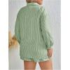 imageFloerns Womens Plus Size 2 Piece Outfit Striped Print Shirt Top and Shorts SetGreen