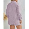 imageFloerns Womens Plus Size 2 Piece Outfit Striped Print Shirt Top and Shorts SetHot Pink