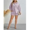 imageFloerns Womens Plus Size 2 Piece Outfit Striped Print Shirt Top and Shorts SetHot Pink