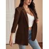 imageFloerns Womens Solid Notched Lapel Long Sleeve Single Breasted Blazer JacketChocolate Brown