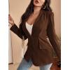 imageFloerns Womens Solid Notched Lapel Long Sleeve Single Breasted Blazer JacketChocolate Brown
