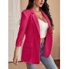 imageFloerns Womens Solid Notched Lapel Long Sleeve Single Breasted Blazer JacketHot Pink