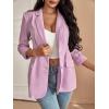 imageFloerns Womens Solid Notched Lapel Long Sleeve Single Breasted Blazer JacketPurple