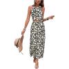 imageFloerns Womens 2 Piece Outfit Allover Print Sleeveless Halter Top Wide Leg Pants SetWhite