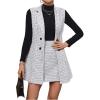 imageFloerns Womens 2 Piece Outfit Workwear Plaid Print Lapel Neck Vest Blazer and Skirt SetBlack and White