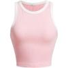 imageFloerns Womens Casual Sleeveless Camisole Scoop Neck Slim Fit Crop Tank TopPink and White