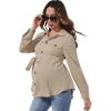 imageFloerns Womens Causal Button Front Long Sleeve Belted Pregnancy Shirt Blouse TopApricot