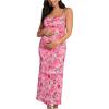 imageFloerns Womens Floral Print Sleeveless Backless Ruched Maternity Maxi Cami DressesPink Multi